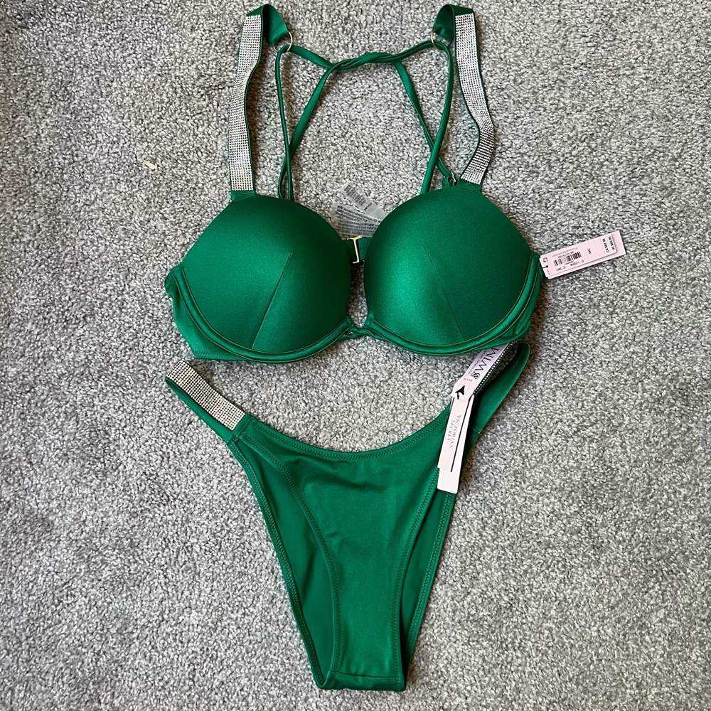 SET Victoria's Secret Swim Shine Strap Bottom and Shine Strap Bombshell Top